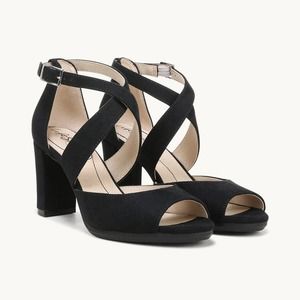 Life Stride Allison Dress Sandal Micro black Suede Size 7W *